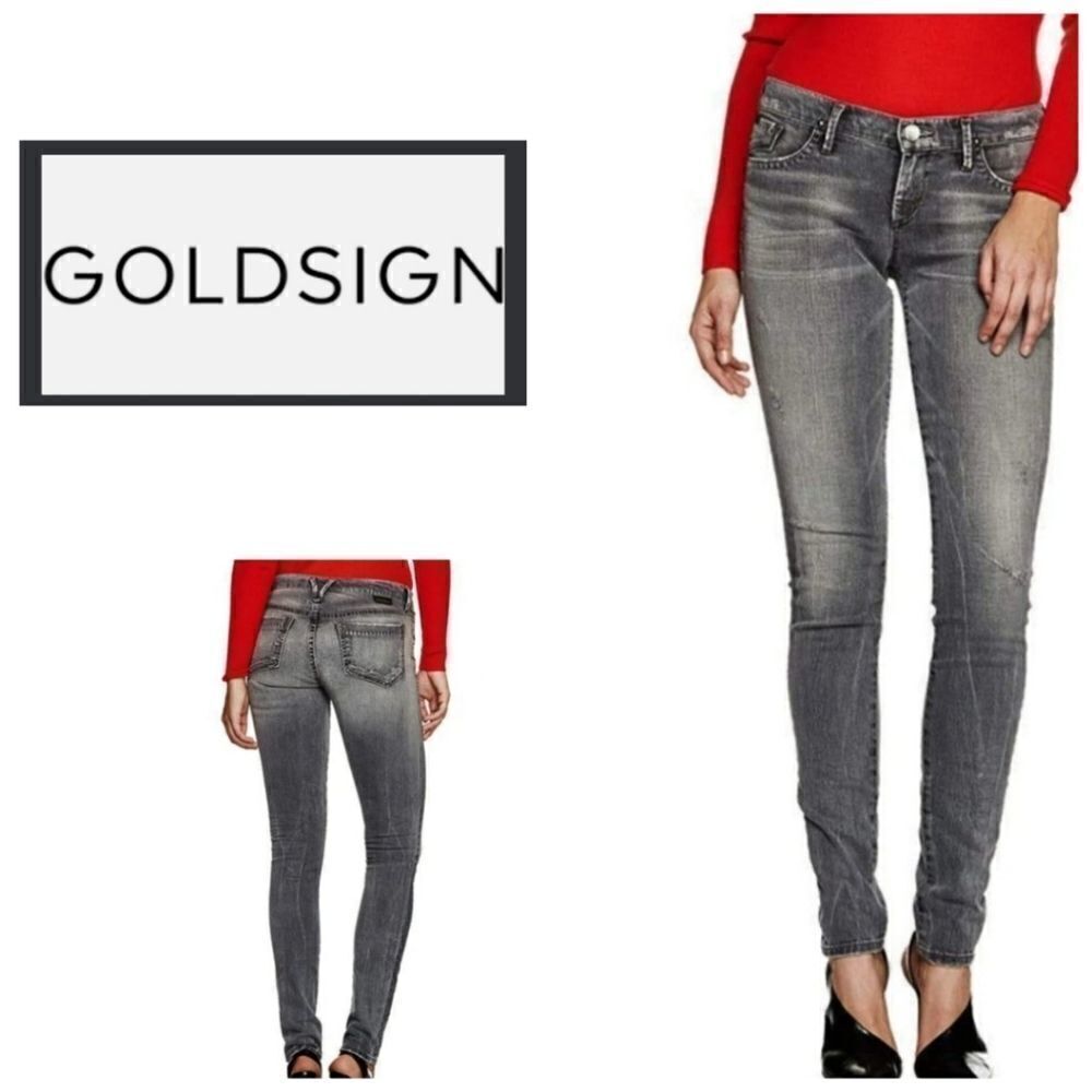 Goldsign Lure Gray Distressed Skinny Jeans